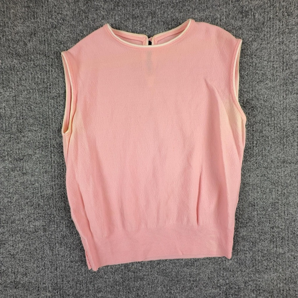 Vintage Glenbrooke Sweater Vest Womens Medium Pink Sleeveless Crewneck Knit Top
